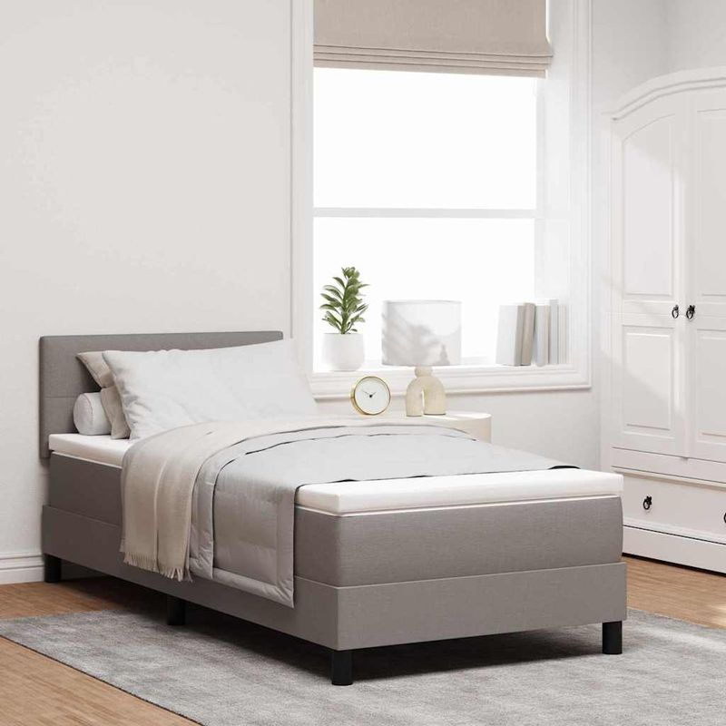 Casa si Gradina - Mobilier - Paturi si accesorii - Paturi - Pat Box Spring cu Saltea & LED Taupe 100x200 cm Textil - Infinity.ro
