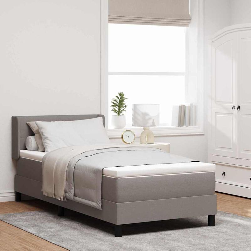 Casa si Gradina - Mobilier - Paturi si accesorii - Paturi - Pat Box Spring cu saltea, Taupe, 100x200 cm, tesatura. - Infinity.ro