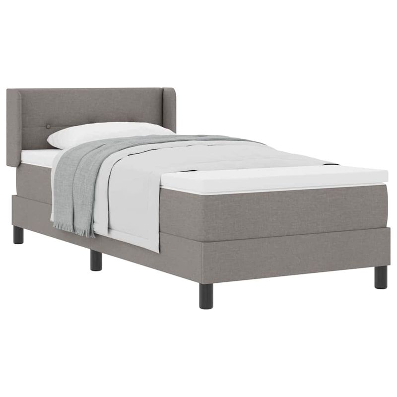 Casa si Gradina - Mobilier - Paturi si accesorii - Paturi - Pat Box Spring cu saltea, Taupe, 100x200 cm, tesatura. - Infinity.ro