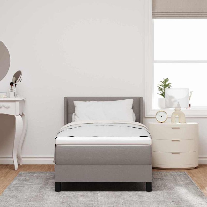 Casa si Gradina - Mobilier - Paturi si accesorii - Paturi - Pat Box Spring cu saltea, Taupe, 100x200 cm, tesatura. - Infinity.ro