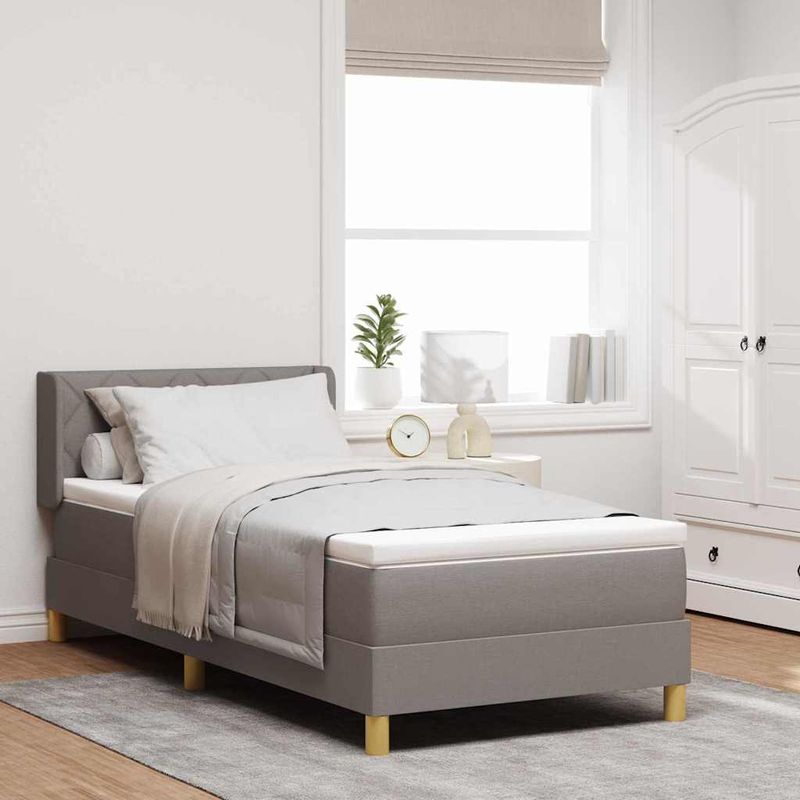 Casa si Gradina - Mobilier - Paturi si accesorii - Paturi - Pat cu arc de boxa si saltea Taupe, 100 x 200 cm, material textil. - Infinity.ro