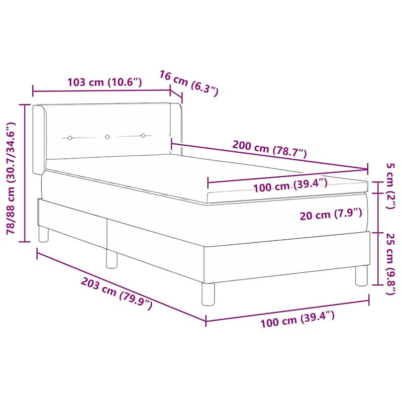 Casa si Gradina - Mobilier - Paturi si accesorii - Paturi - Pat Box Spring cu saltea, Taupe, 100x200 cm, tesatura. - Infinity.ro