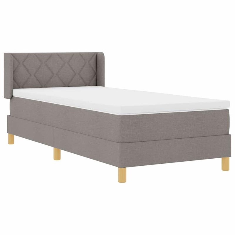 Casa si Gradina - Mobilier - Paturi si accesorii - Paturi - Pat cu arc de boxa si saltea Taupe, 100 x 200 cm, material textil. - Infinity.ro