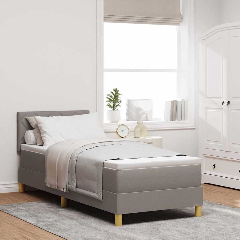 Casa si Gradina - Mobilier - Paturi si accesorii - Paturi - Pat box spring cu saltea & LED taupe 80x200 cm tesatura - Infinity.ro