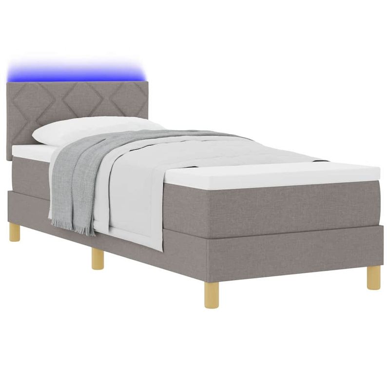 Casa si Gradina - Mobilier - Paturi si accesorii - Paturi - Pat box spring cu saltea & LED taupe 80x200 cm tesatura - Infinity.ro