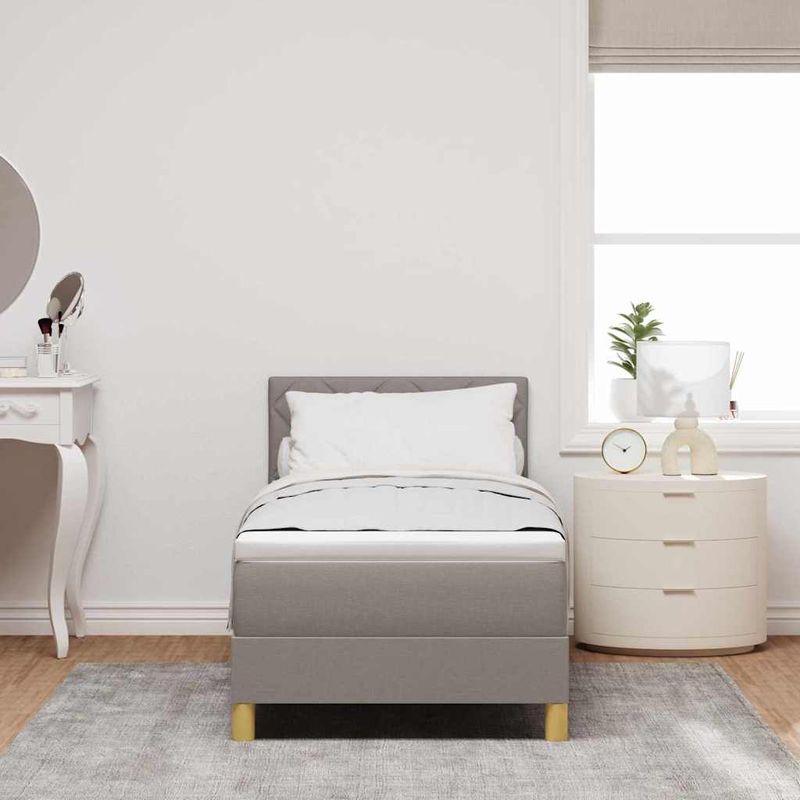 Casa si Gradina - Mobilier - Paturi si accesorii - Paturi - Pat box spring cu saltea & LED taupe 80x200 cm tesatura - Infinity.ro