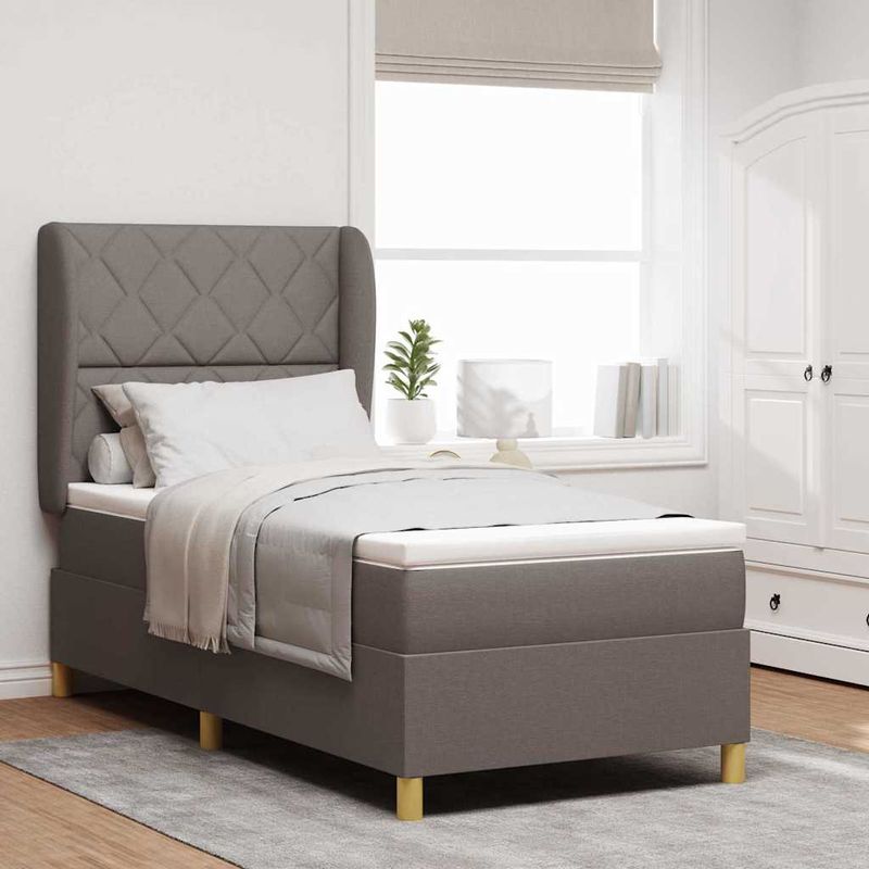 Casa si Gradina - Mobilier - Paturi si accesorii - Paturi - Pat box spring cu saltea, taupe, 100x200 cm, textil - Infinity.ro