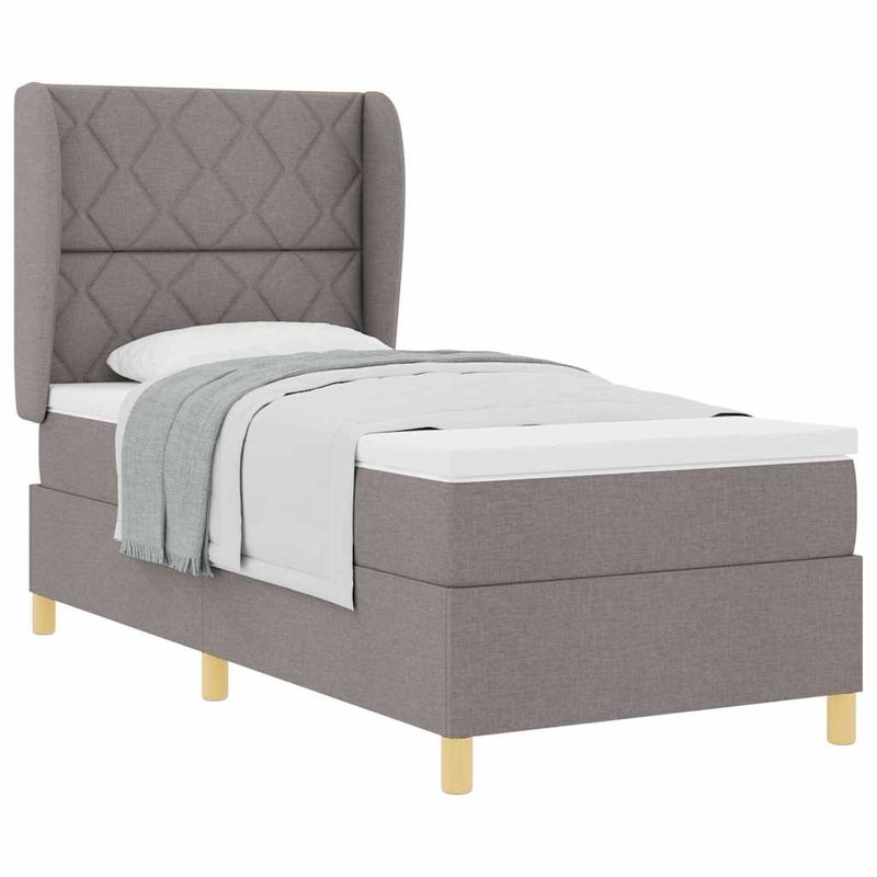 Casa si Gradina - Mobilier - Paturi si accesorii - Paturi - Pat box spring cu saltea, taupe, 100x200 cm, textil - Infinity.ro