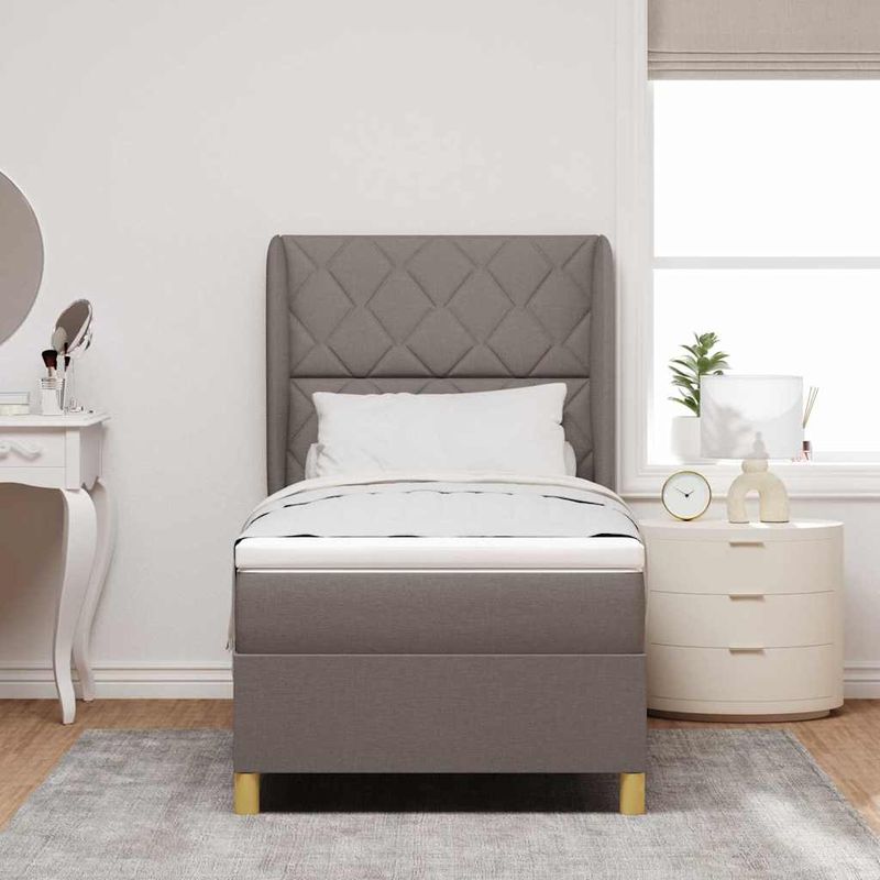 Casa si Gradina - Mobilier - Paturi si accesorii - Paturi - Pat box spring cu saltea, taupe, 100x200 cm, textil - Infinity.ro