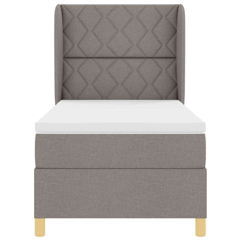 Casa si Gradina - Mobilier - Paturi si accesorii - Paturi - Pat box spring cu saltea, taupe, 100x200 cm, textil - Infinity.ro
