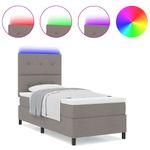 Casa si Gradina - Mobilier - Paturi si accesorii - Paturi - Pat cu saltea cu arcuri si LED, Gri taupe, 100 x 200 cm, tesatura - Infinity.ro