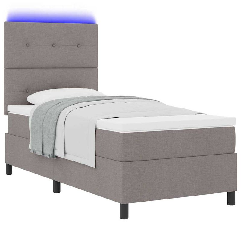 Casa si Gradina - Mobilier - Paturi si accesorii - Paturi - Pat cu saltea cu arcuri si LED, Gri taupe, 100 x 200 cm, tesatura - Infinity.ro
