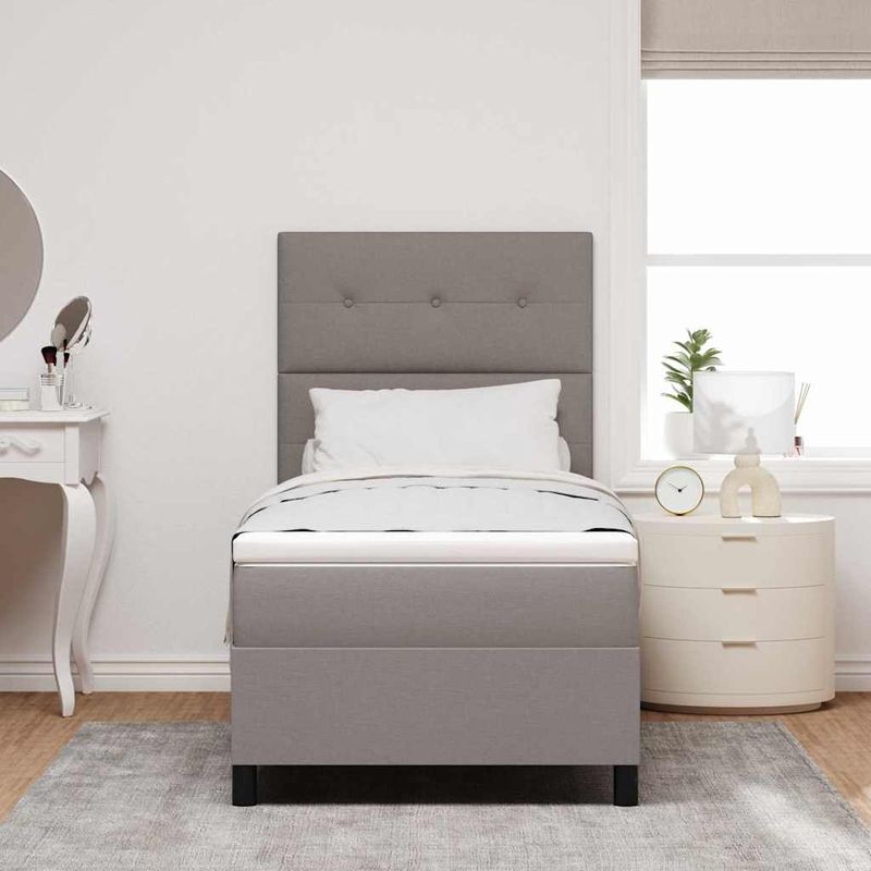 Casa si Gradina - Mobilier - Paturi si accesorii - Paturi - Pat cu saltea cu arcuri si LED, Gri taupe, 100 x 200 cm, tesatura - Infinity.ro