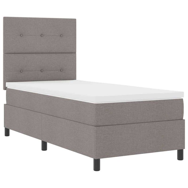 Casa si Gradina - Mobilier - Paturi si accesorii - Paturi - Pat cu saltea cu arcuri si LED, Gri taupe, 100 x 200 cm, tesatura - Infinity.ro