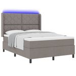 Casa si Gradina - Mobilier - Paturi si accesorii - Paturi - Pat cu saltea cu arcuri si LED taupe 140x190 cm, tesatura - Infinity.ro