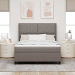 Casa si Gradina - Mobilier - Paturi si accesorii - Paturi - Pat cu saltea cu arcuri si LED taupe 140x190 cm, tesatura - Infinity.ro
