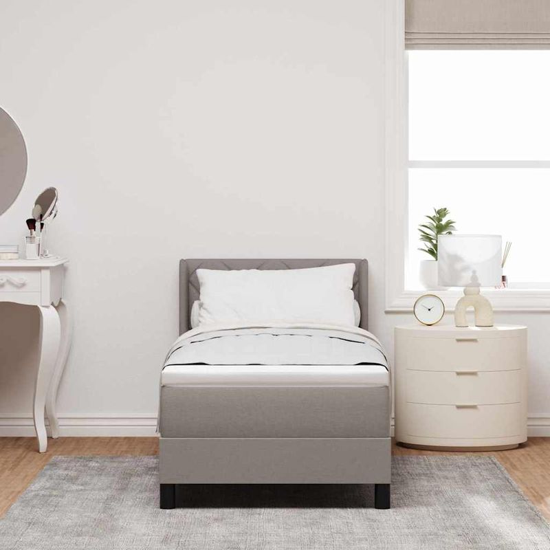 Casa si Gradina - Mobilier - Paturi si accesorii - Paturi - Pat Box Spring cu saltea taupe, 80x200 cm, material - Infinity.ro