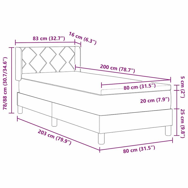 Casa si Gradina - Mobilier - Paturi si accesorii - Paturi - Pat Box Spring cu saltea taupe, 80x200 cm, material - Infinity.ro