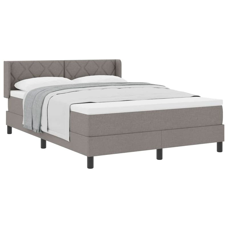 Casa si Gradina - Mobilier - Paturi si accesorii - Paturi - Pat cu saltea, culoare taupe, dimensiuni 140 x 190 cm, din material textil. - Infinity.ro
