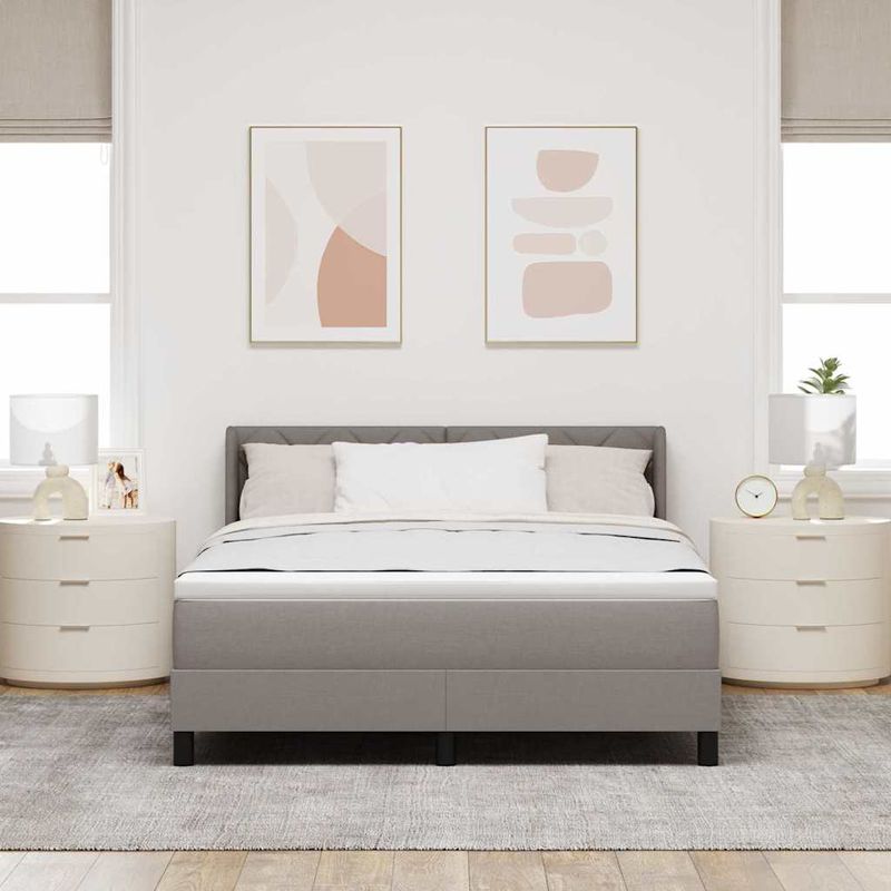 Casa si Gradina - Mobilier - Paturi si accesorii - Paturi - Pat cu saltea, culoare taupe, dimensiuni 140 x 190 cm, din material textil. - Infinity.ro