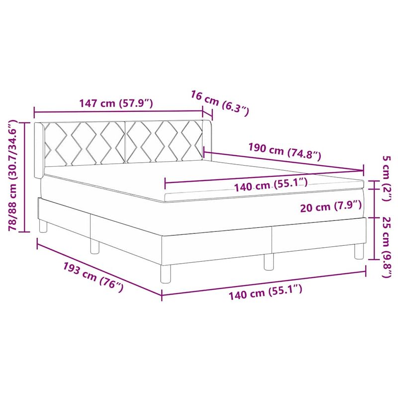 Casa si Gradina - Mobilier - Paturi si accesorii - Paturi - Pat cu saltea, culoare taupe, dimensiuni 140 x 190 cm, din material textil. - Infinity.ro