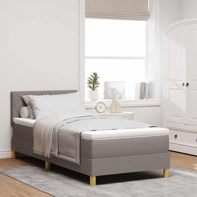 Casa si Gradina - Mobilier - Paturi si accesorii - Paturi - Pat cu arcuri cu saltea gri taupe 100x200 cm Tesatura - Infinity.ro
