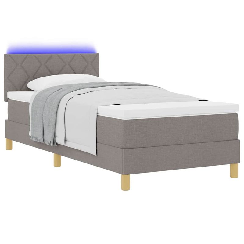 Casa si Gradina - Mobilier - Paturi si accesorii - Paturi - Pat cu arcuri cu saltea gri taupe 100x200 cm Tesatura - Infinity.ro