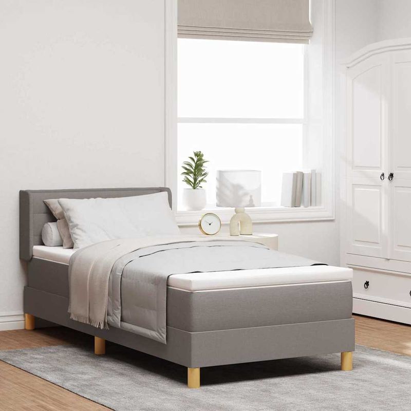Casa si Gradina - Mobilier - Paturi si accesorii - Paturi - Pat tapitat cu saltea Taupe - 100 x 200 cm - Textil - Infinity.ro
