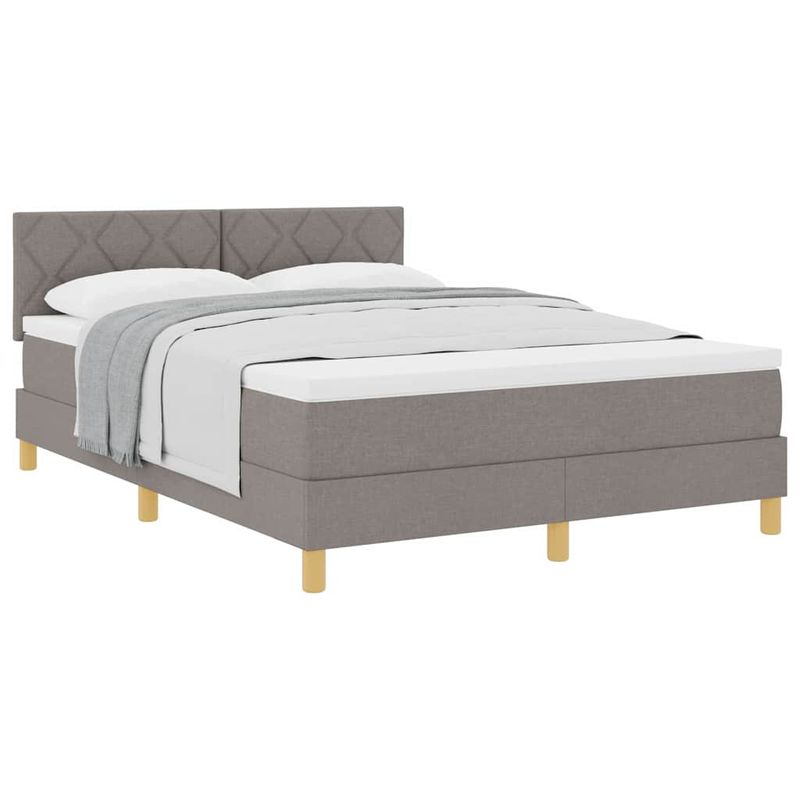 Casa si Gradina - Mobilier - Paturi si accesorii - Paturi - Pat cu arcuri cu saltea taupe 140x190 cm tesatura - Infinity.ro