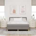 Casa si Gradina - Mobilier - Paturi si accesorii - Paturi - Pat cu arcuri cu saltea taupe 140x190 cm tesatura - Infinity.ro