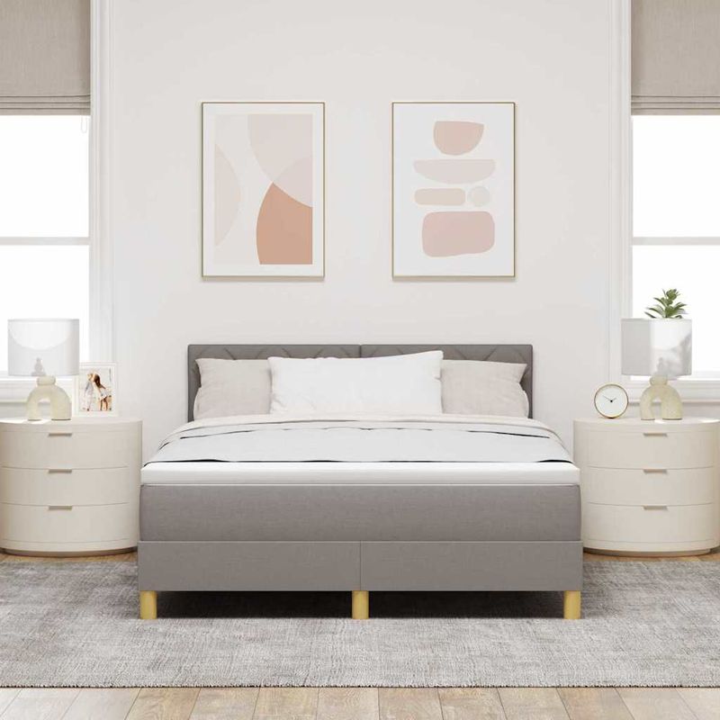 Casa si Gradina - Mobilier - Paturi si accesorii - Paturi - Pat cu arcuri cu saltea taupe 140x190 cm tesatura - Infinity.ro
