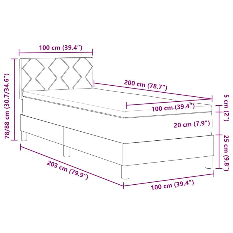 Casa si Gradina - Mobilier - Paturi si accesorii - Paturi - Pat cu arcuri cu saltea gri taupe 100x200 cm Tesatura - Infinity.ro