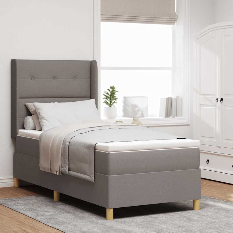 Casa si Gradina - Mobilier - Paturi si accesorii - Paturi - Pat cu arcuri si saltea Taupe 90x200 cm - Tesatura - Infinity.ro