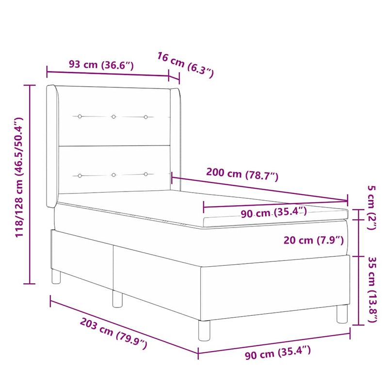 Casa si Gradina - Mobilier - Paturi si accesorii - Paturi - Pat cu arcuri si saltea Taupe 90x200 cm - Tesatura - Infinity.ro