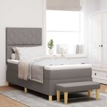 Casa si Gradina - Mobilier - Paturi si accesorii - Paturi - Pat cu cutie spring si saltea taupe 90x190 cm tesatura - Infinity.ro