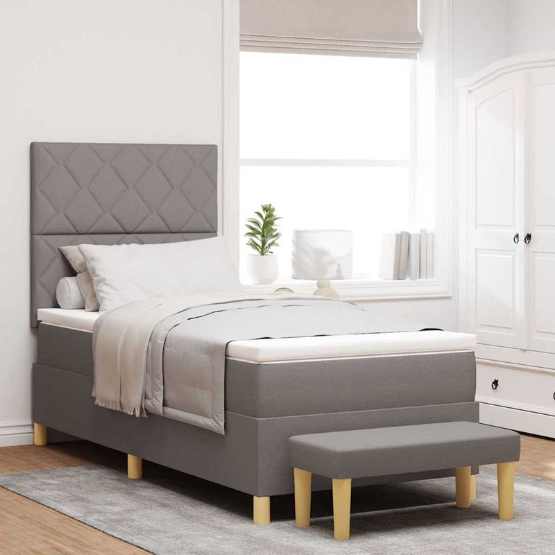 Casa si Gradina - Mobilier - Paturi si accesorii - Paturi - Pat cu cutie spring si saltea taupe 90x190 cm tesatura - Infinity.ro
