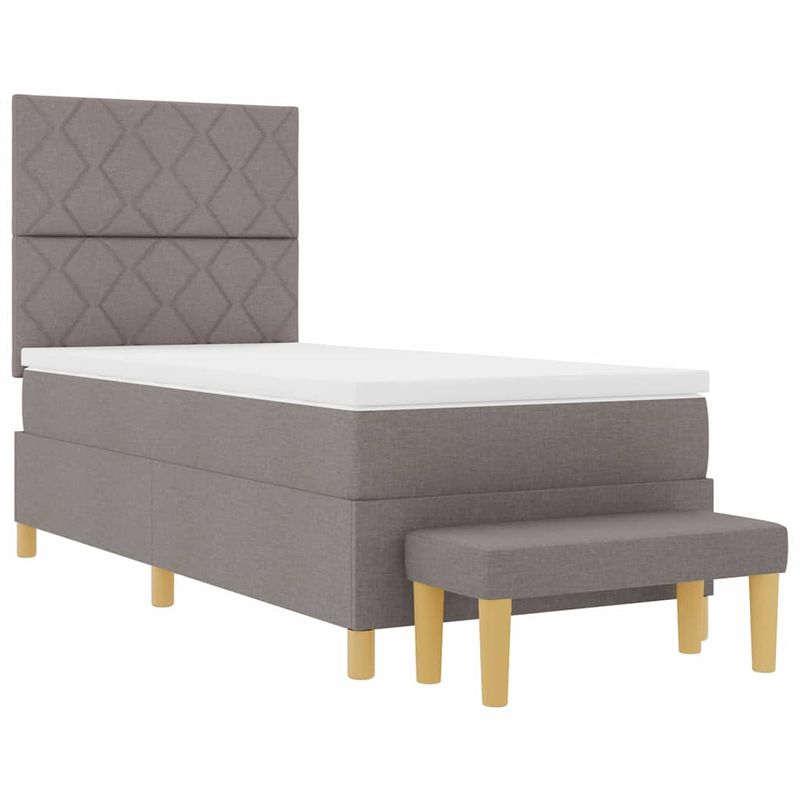 Casa si Gradina - Mobilier - Paturi si accesorii - Paturi - Pat cu cutie spring si saltea taupe 90x190 cm tesatura - Infinity.ro