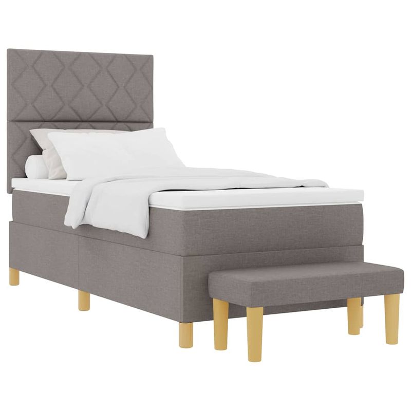Casa si Gradina - Mobilier - Paturi si accesorii - Paturi - Pat cu cutie spring si saltea taupe 90x190 cm tesatura - Infinity.ro
