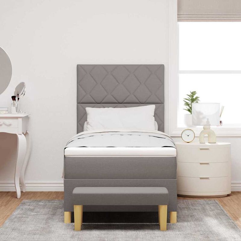 Casa si Gradina - Mobilier - Paturi si accesorii - Paturi - Pat cu cutie spring si saltea taupe 90x190 cm tesatura - Infinity.ro