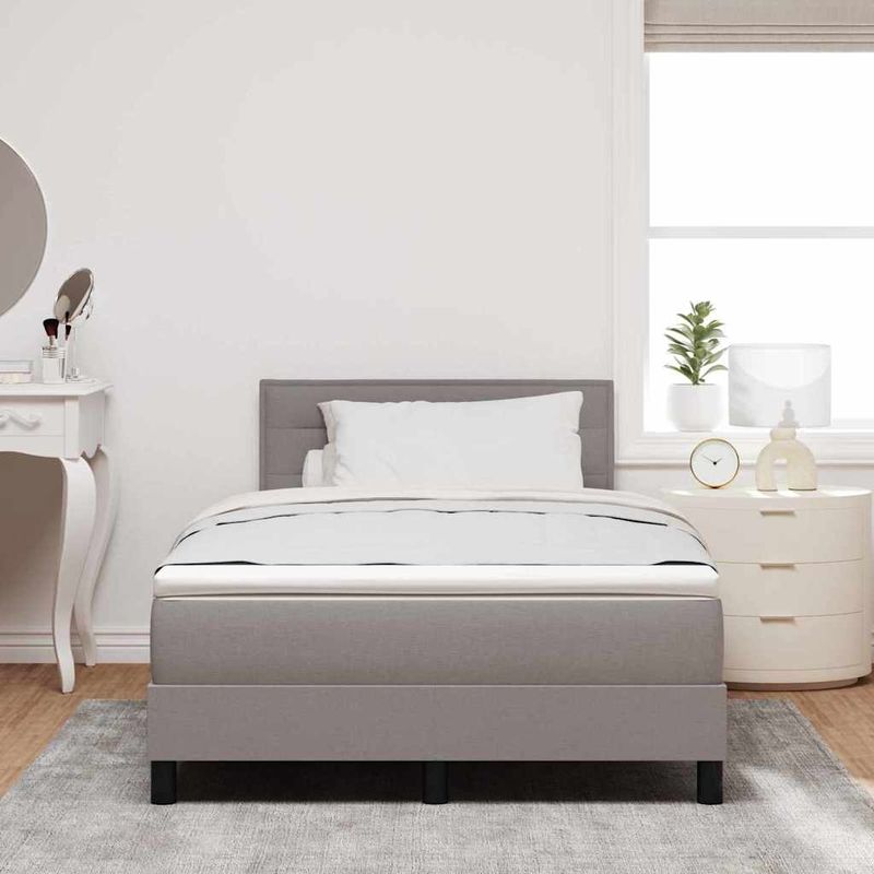 Casa si Gradina - Mobilier - Paturi si accesorii - Paturi - Pat box spring cu saltea si LED Taupe 120x190 cm Tesatura - Infinity.ro