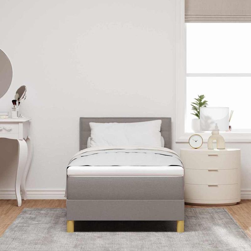 Casa si Gradina - Mobilier - Paturi si accesorii - Paturi - Pat cu Somier si Lumina LED Gri Taupe 90x200 cm Tesatura - Infinity.ro