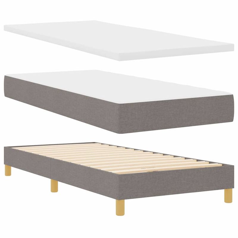 Casa si Gradina - Mobilier - Paturi si accesorii - Paturi - Pat cu Somier si Lumina LED Gri Taupe 90x200 cm Tesatura - Infinity.ro