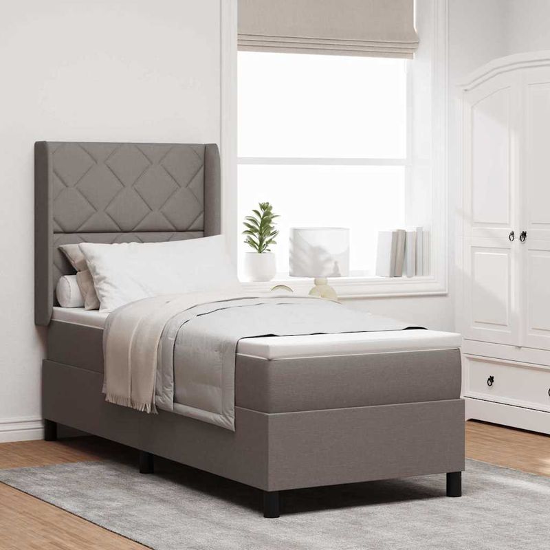 Casa si Gradina - Mobilier - Paturi si accesorii - Paturi - Pat cu saltea cu LED in Taupe, 80x200 cm, tesatura - Infinity.ro