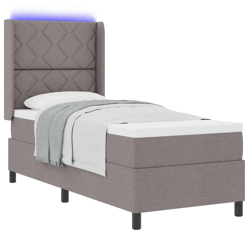 Casa si Gradina - Mobilier - Paturi si accesorii - Paturi - Pat cu saltea cu LED in Taupe, 80x200 cm, tesatura - Infinity.ro
