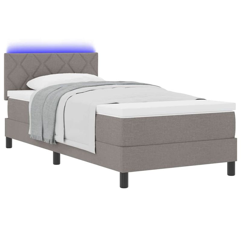 Casa si Gradina - Mobilier - Paturi si accesorii - Paturi - Pat cu Arcuri cu Saltea & LED Taupe 100x200 cm Tesatura - Infinity.ro