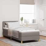 Casa si Gradina - Mobilier - Paturi si accesorii - Paturi - Pat cu Arcuri cu Saltea & LED Taupe 90x190 cm Tesatura - Infinity.ro
