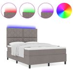 Casa si Gradina - Mobilier - Paturi si accesorii - Paturi - Pat cu arcuri , cu saltea si lumina LED, in taupe – 140x190 cm, tesatura - Infinity.ro