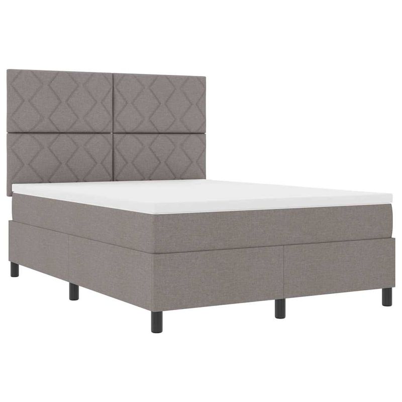 Casa si Gradina - Mobilier - Paturi si accesorii - Paturi - Pat cu arcuri , cu saltea si lumina LED, in taupe – 140x190 cm, tesatura - Infinity.ro