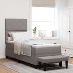 Casa si Gradina - Mobilier - Paturi si accesorii - Paturi - Pat cu arcuri cu saltea si banca Taupe 80x200 cm tesatura - Infinity.ro