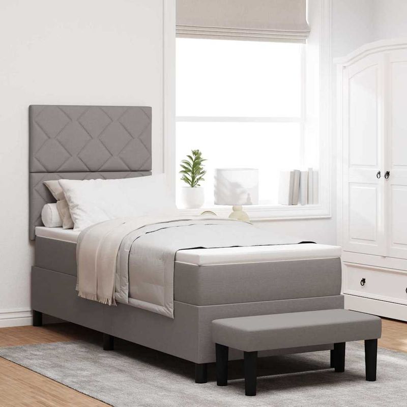 Casa si Gradina - Mobilier - Paturi si accesorii - Paturi - Pat cu arcuri cu saltea si banca Taupe 80x200 cm tesatura - Infinity.ro
